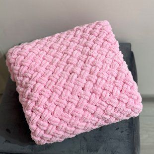 Плед плюшевий ручної роботи 90х100 см рожевий колір 13689-90х100наяв фото