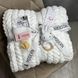 Подарунковий набір "Sweet Bunny" з плюшевим пледом ручної роботи Коса та білим зайчиком-гризунцем 120х140 см білий колір 13824-120х140 фото 1