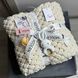 Подарунковий набір "Sweet Bunny" з плюшевим пледом ручної роботи візерунок Плетінка та зайчиком-гризунцем білим 100х100 см світло-бежевий колір 13838-100х100 фото 1